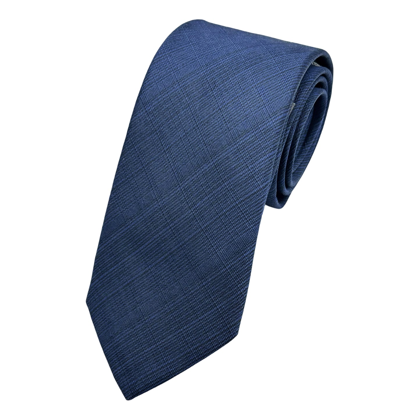 French Blue Italian Mens Silk Tonal Check Weave Skinny Neck Ties