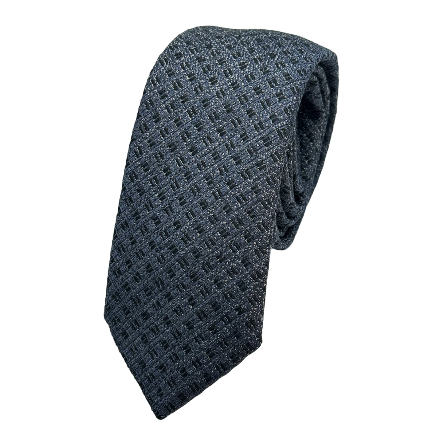 Grey Italian Mens Wool Blend Heavy Textured Weave Skinny Neck Ties