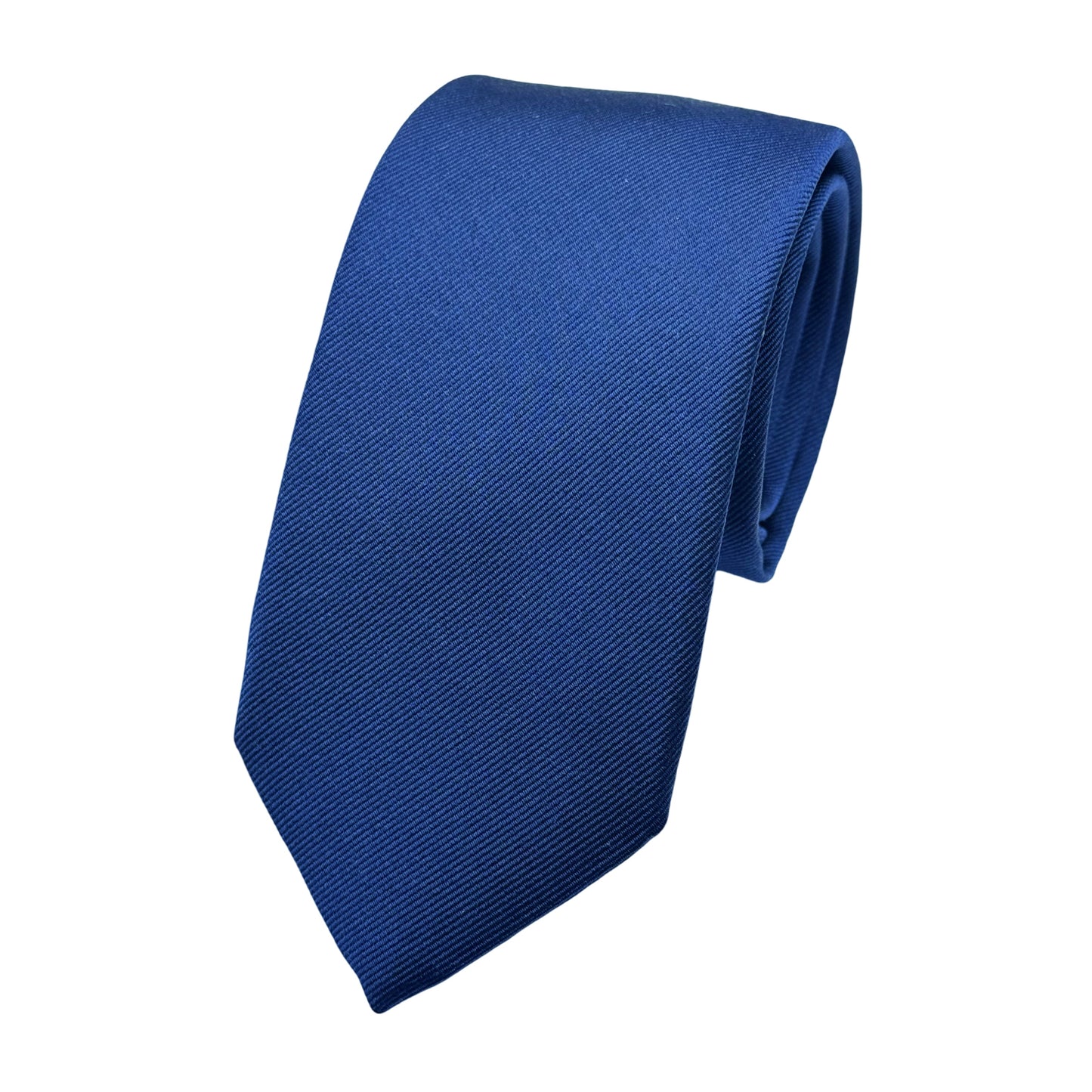 Blue Italian Mens Silk Diagonal Twill Weave Skinny Neck Ties