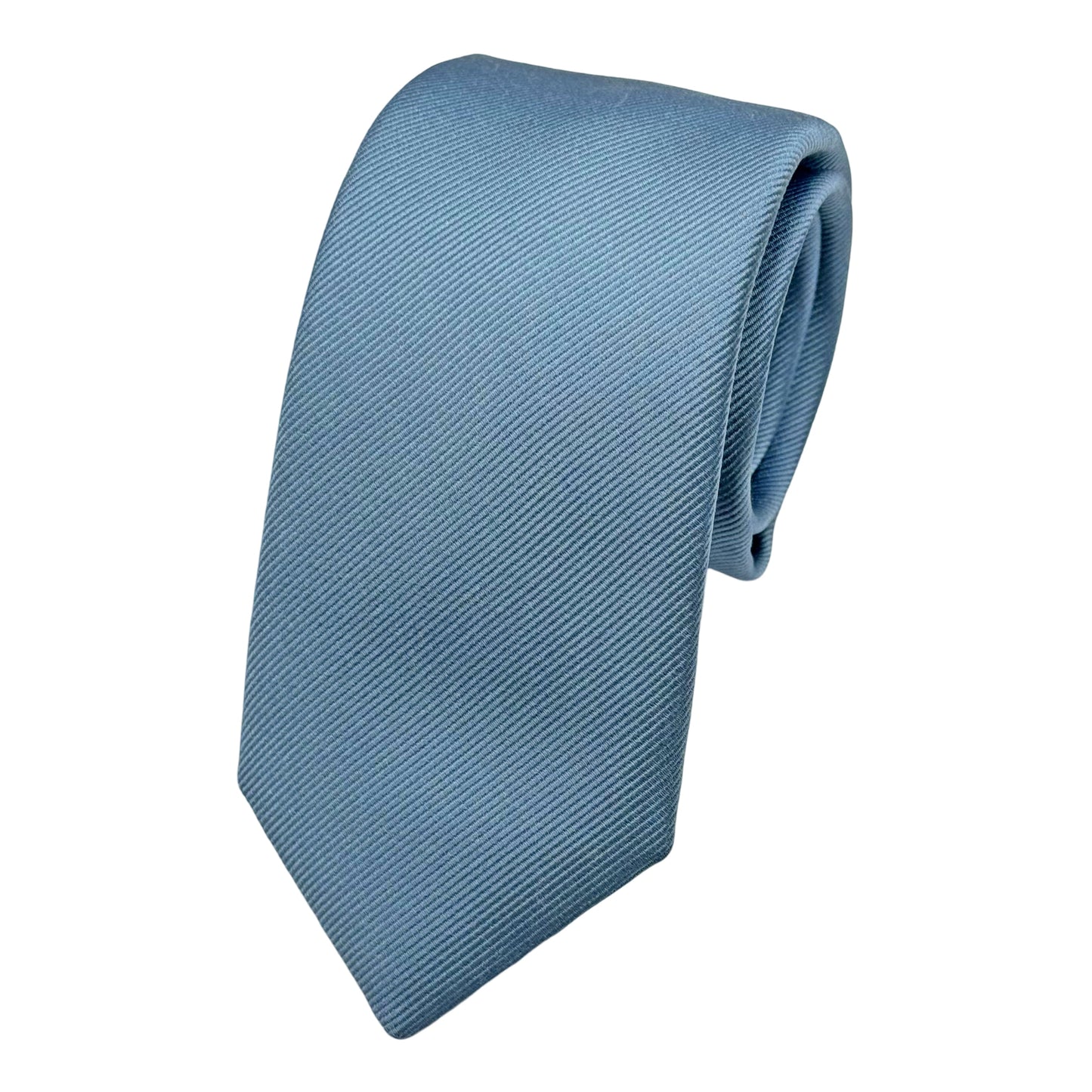 Slate Blue Italian Mens Silk Diagonal Twill Weave Skinny Neck Ties