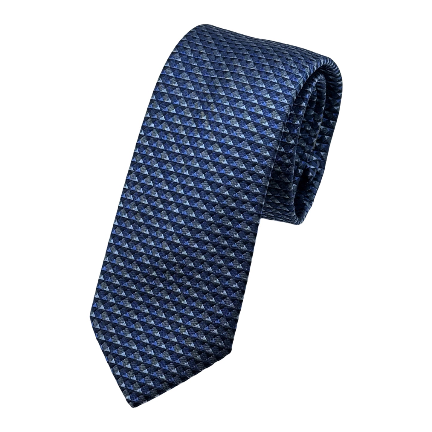 Blue Italian Mens Silk Geometric Weave Neck Tie