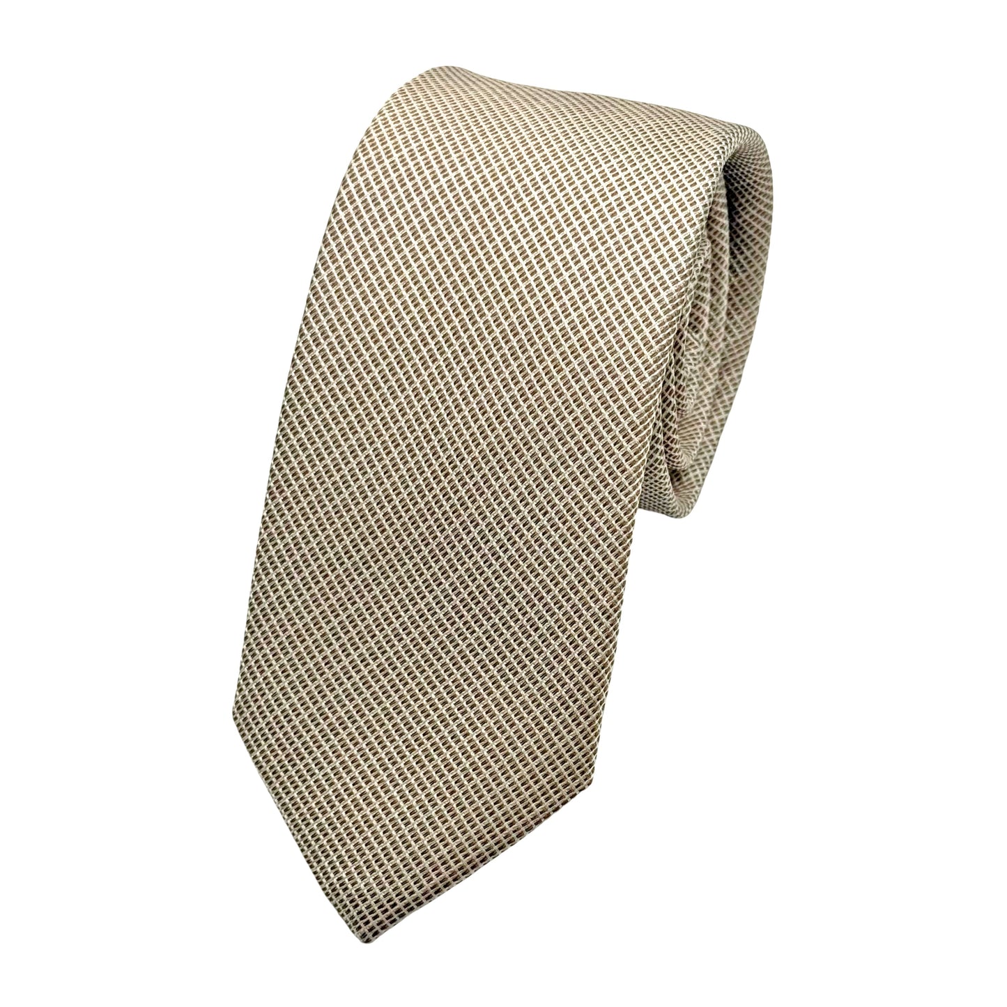Sand Italian Mens Silk Textured Weave Neck Tie