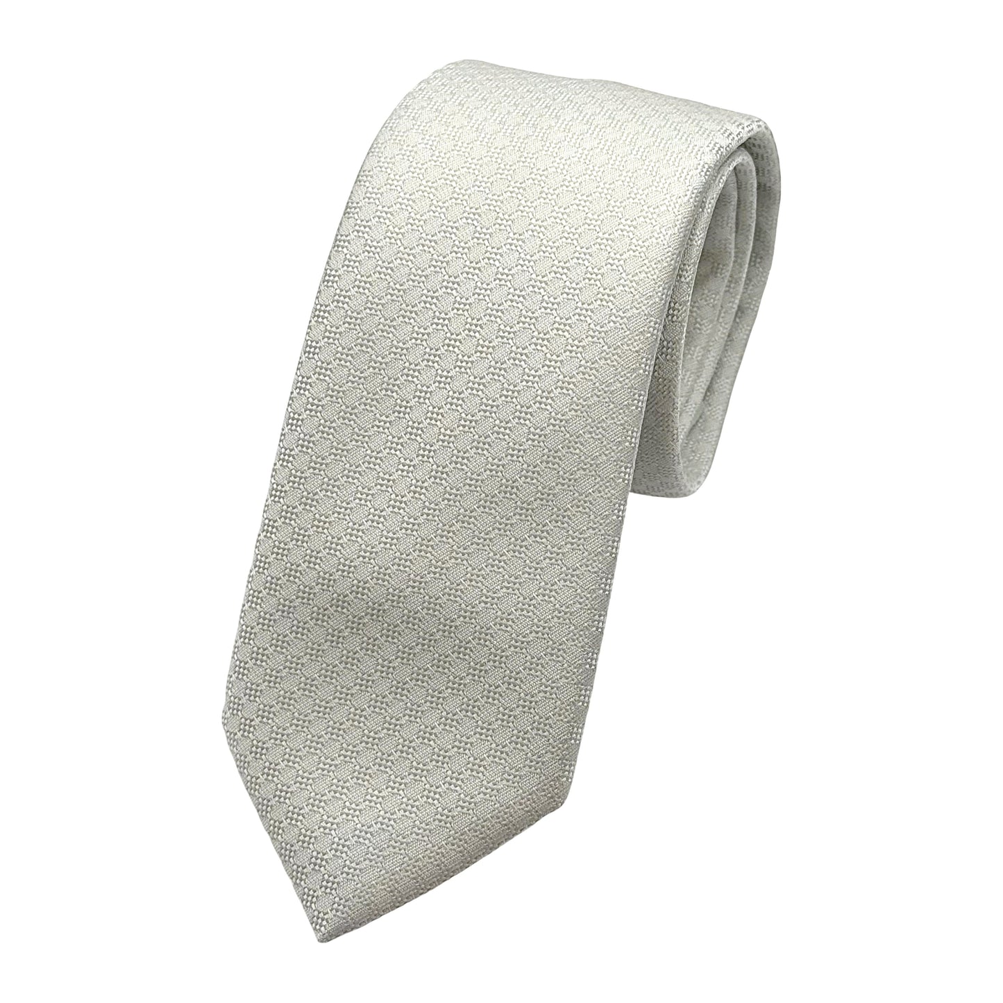 Off White Italian Mens Silk Textured Weave Neck Tie