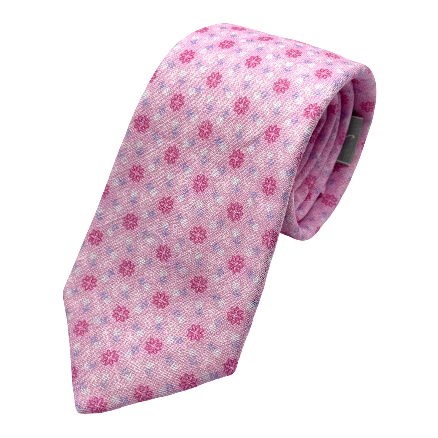 Pink Italian Mens Silk Blend Neck Tie in Textured Floral Weave