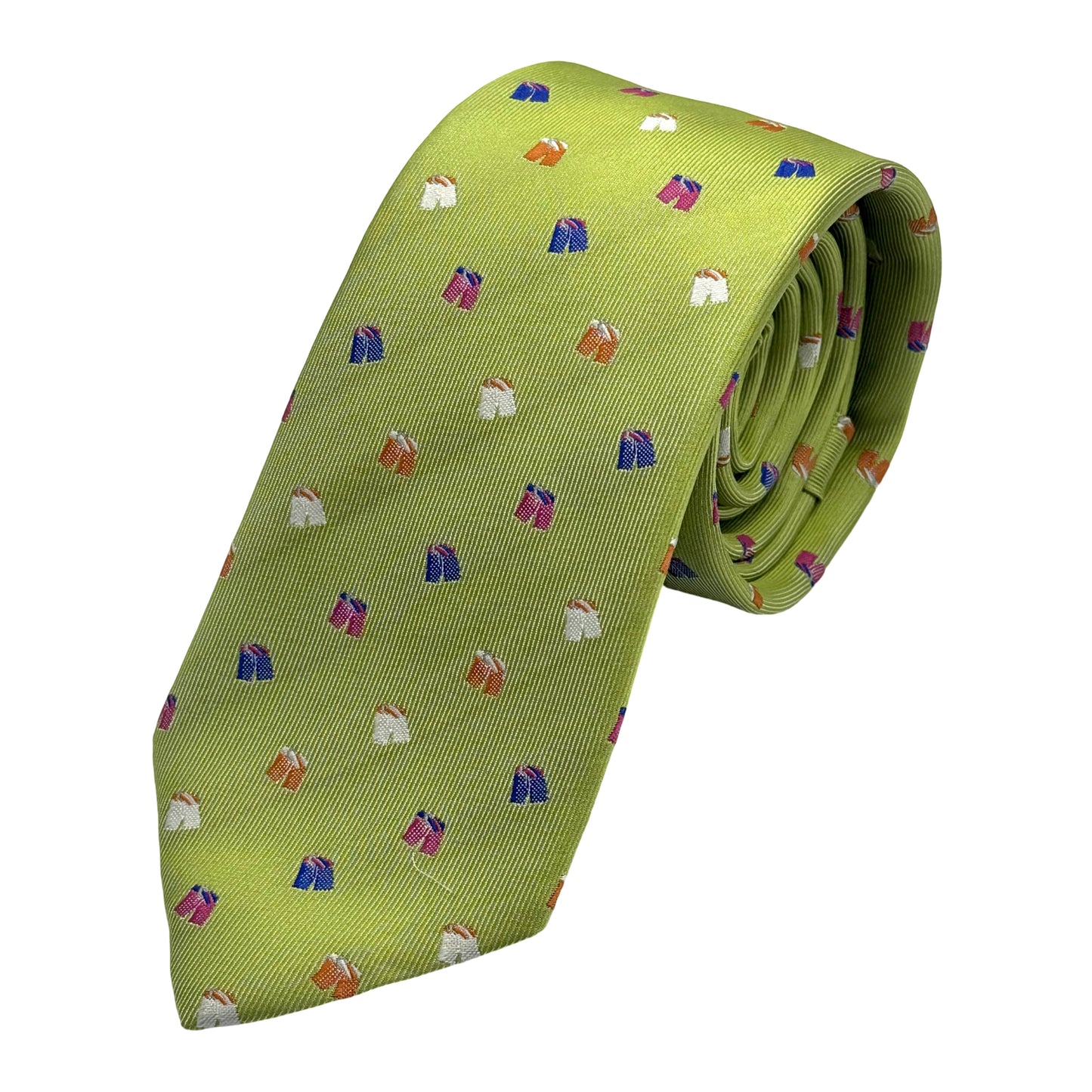 Soft Green Italian Mens Silk Twill Weave Neck Tie with Motif