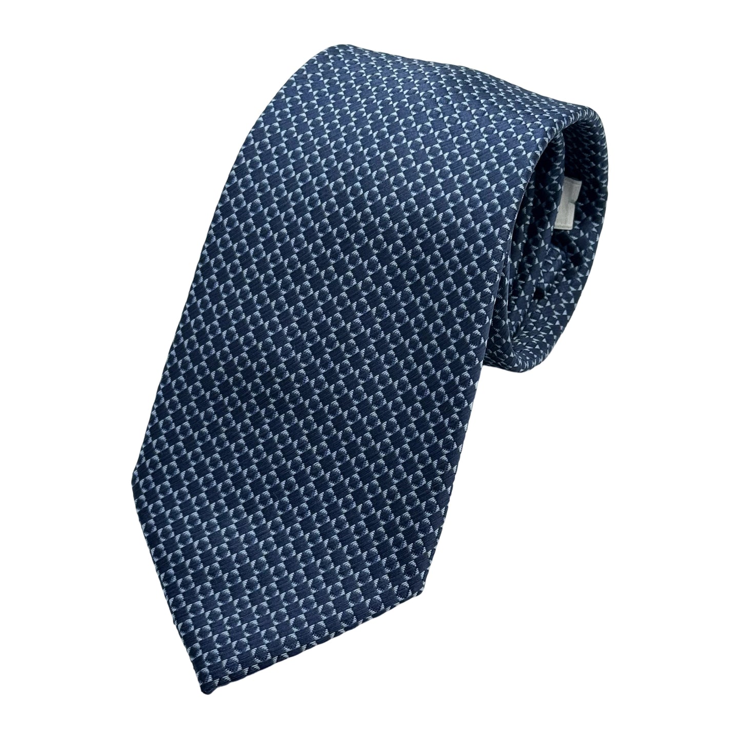 Navy Mens Italian Silk Geometric Weave Neck Ties