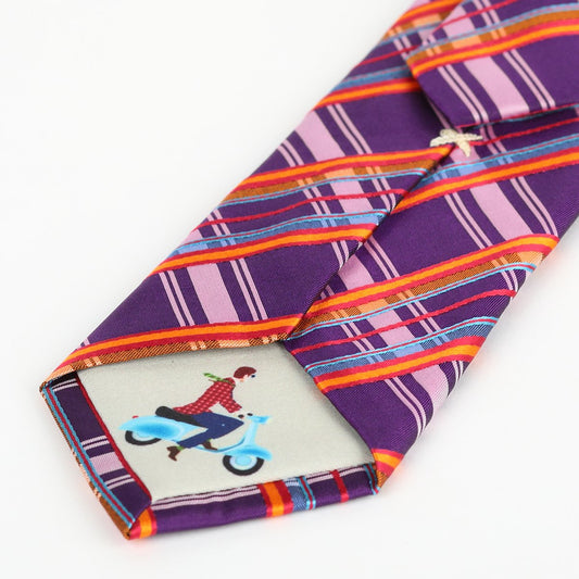 Purple Mens Luxury Silk Neck Tie in Satin Check Weave Design