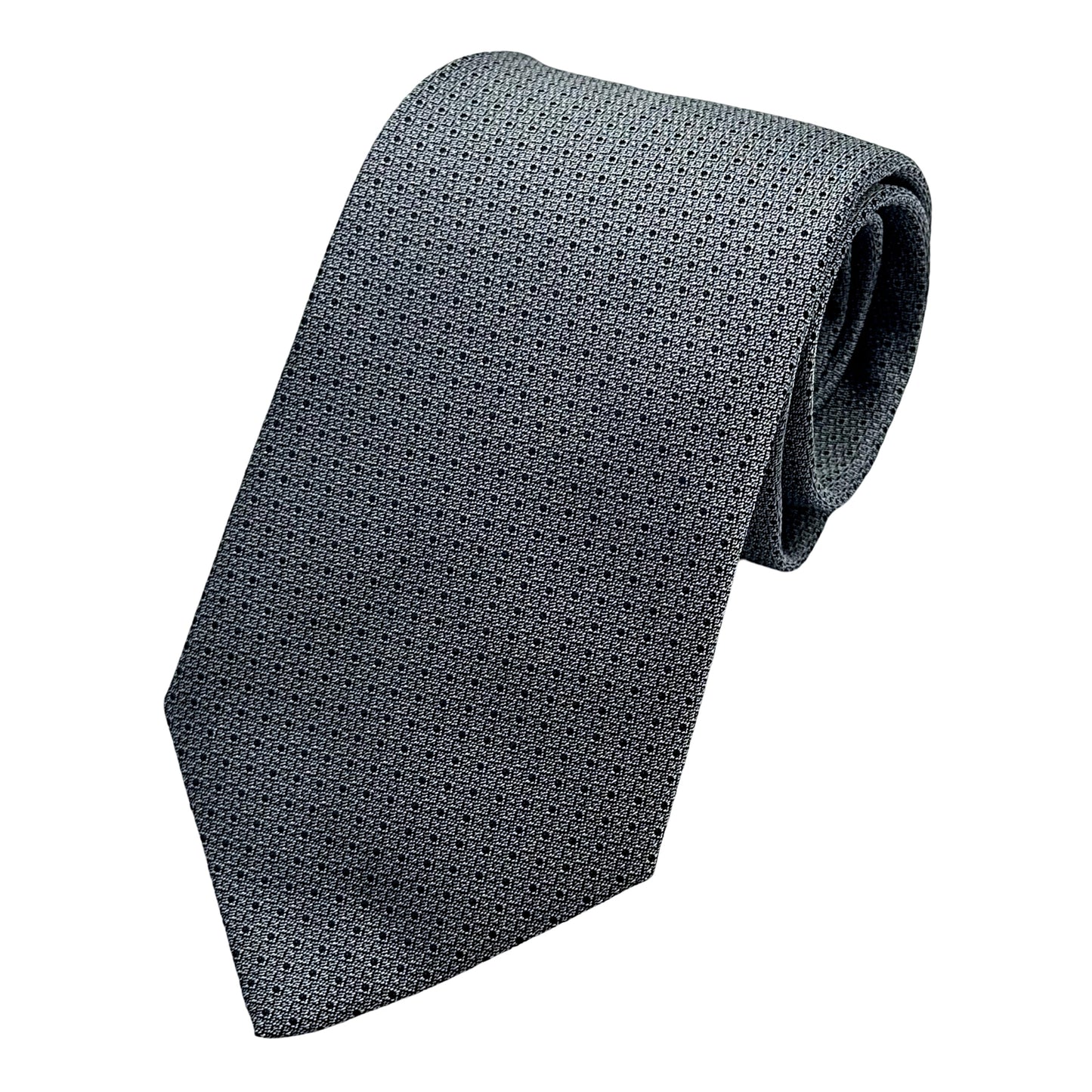 Mid Grey Italian Mens Silk Geometric Weave Neck Tie