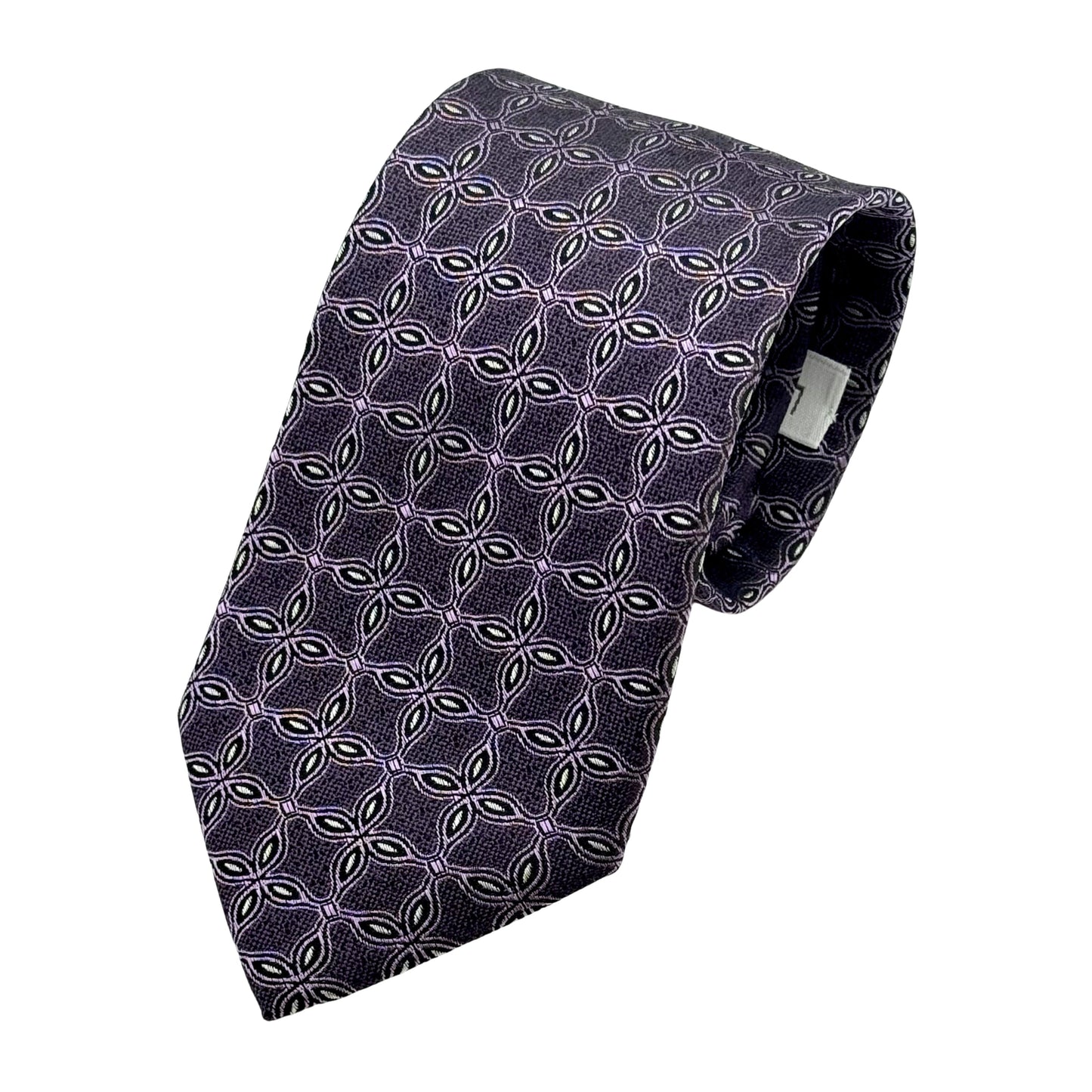 Purple Italian Mens Silk Geometric Weave Neck Tie