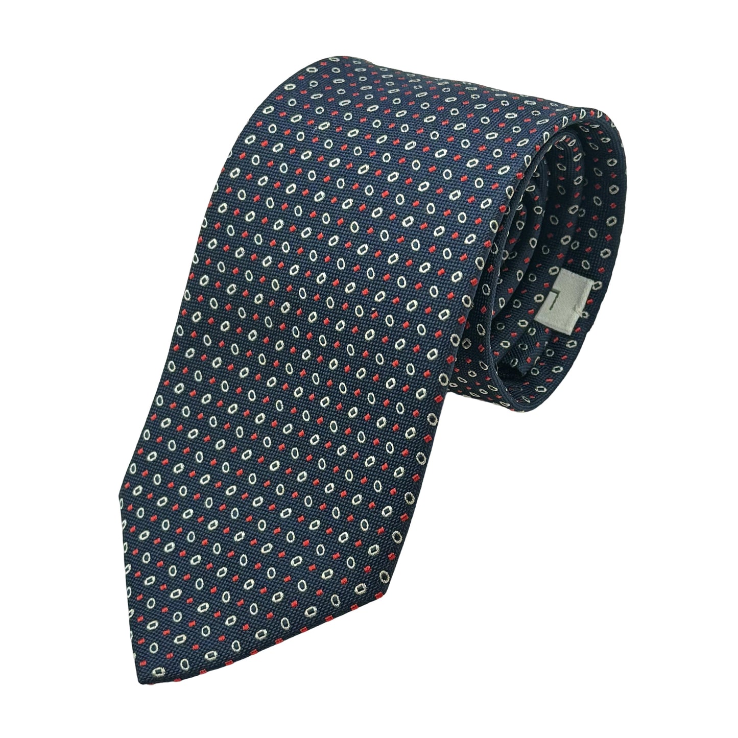 Navy Italian Mens Silk Geometric Weave Neck Tie