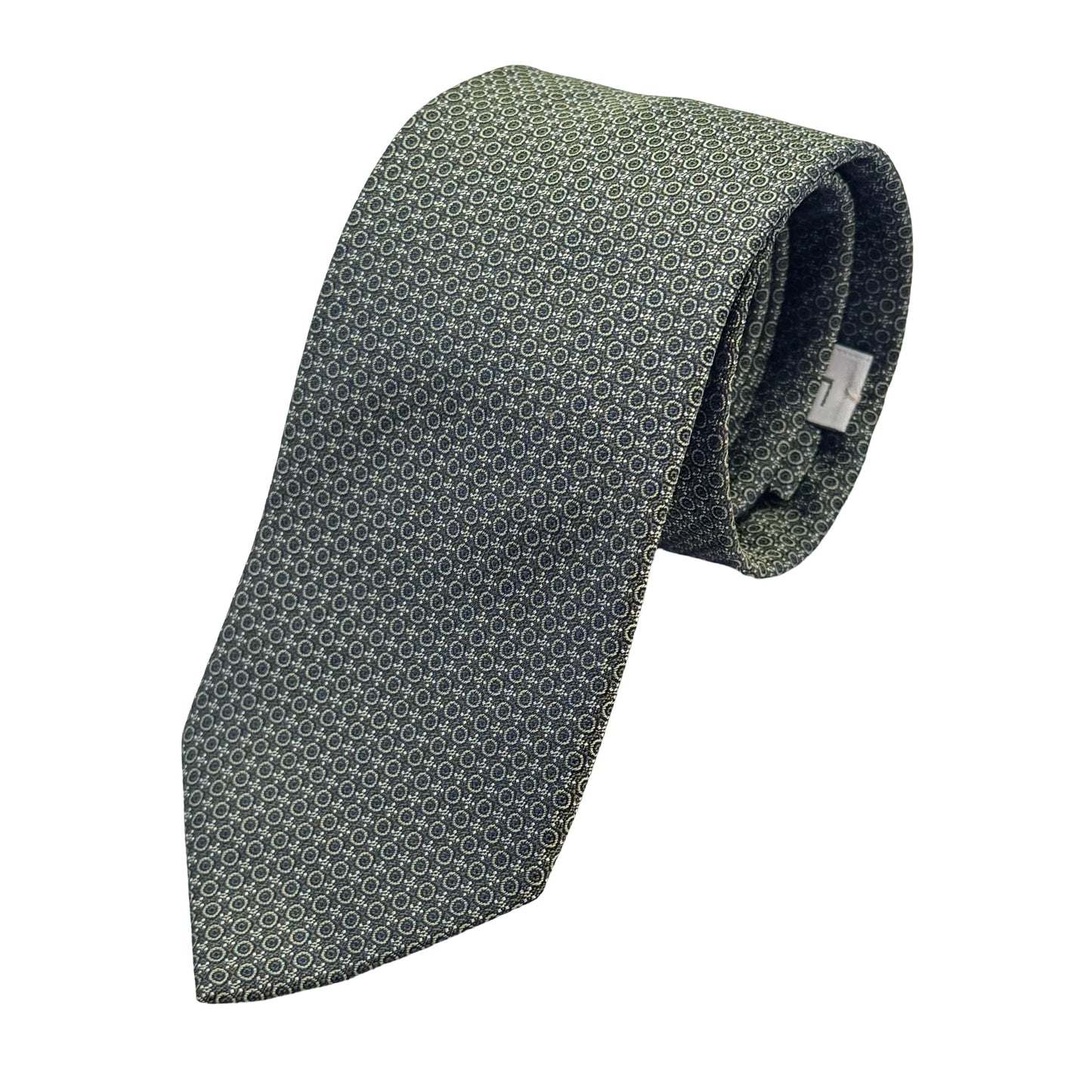 Green Italian Mens Silk Geometric Weave Neck Tie