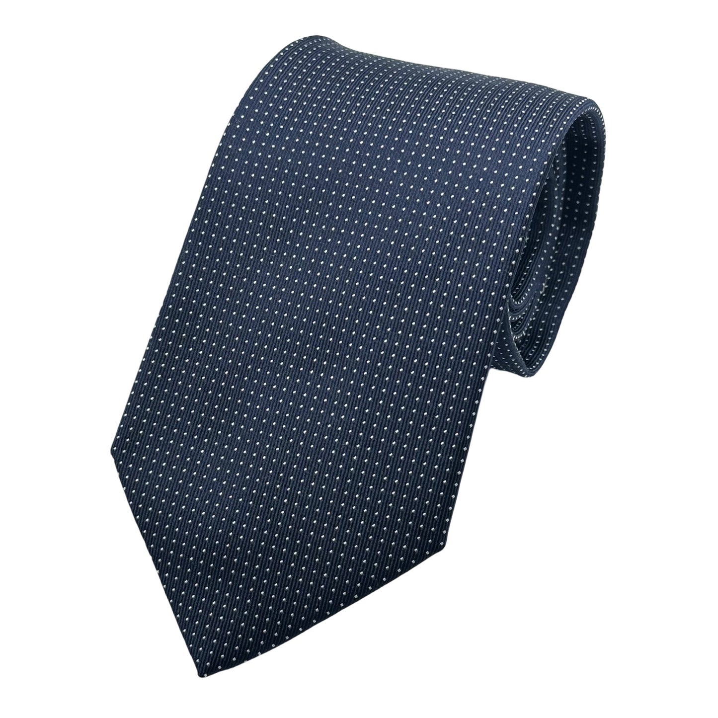 Navy Italian Mens Silk Textured Mini Spotted Weave Neck Ties