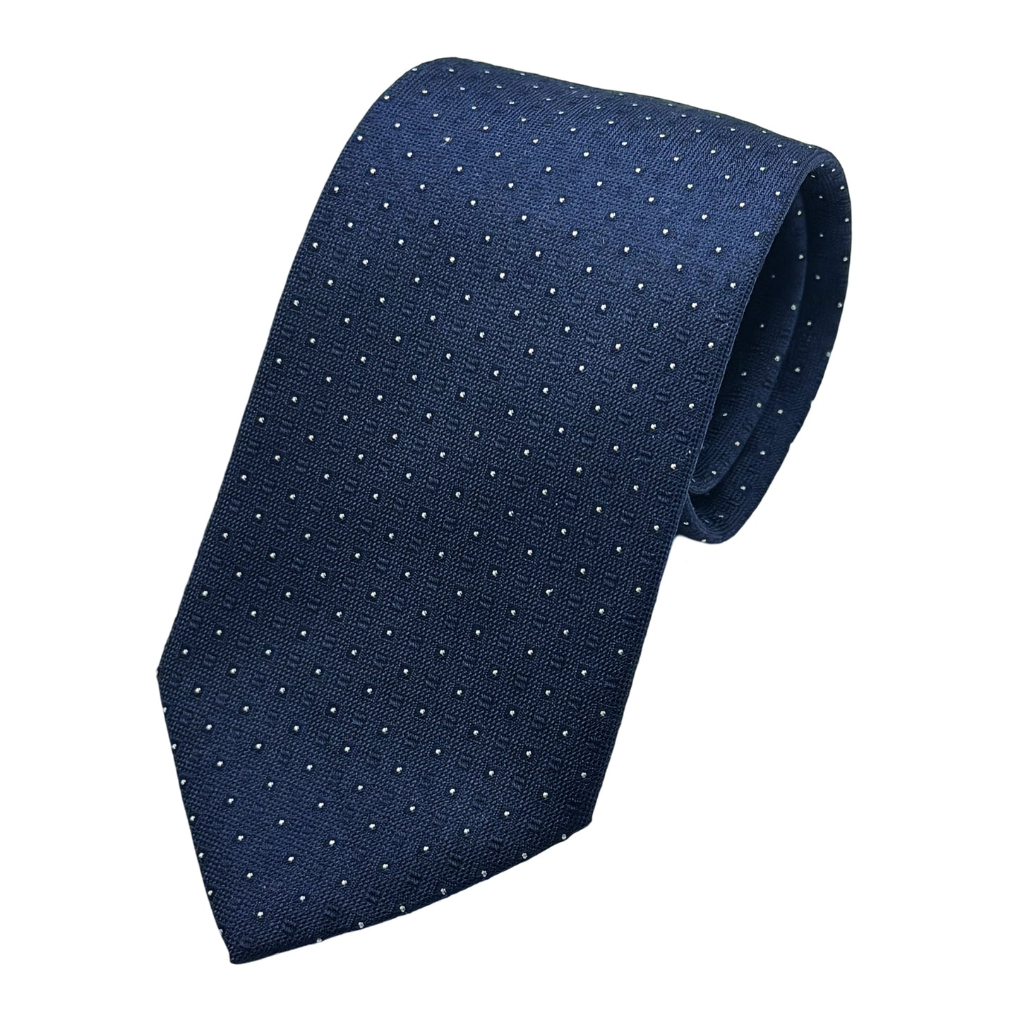 Navy Italian Mens Silk Textured Spotted Weave Neck Tie
