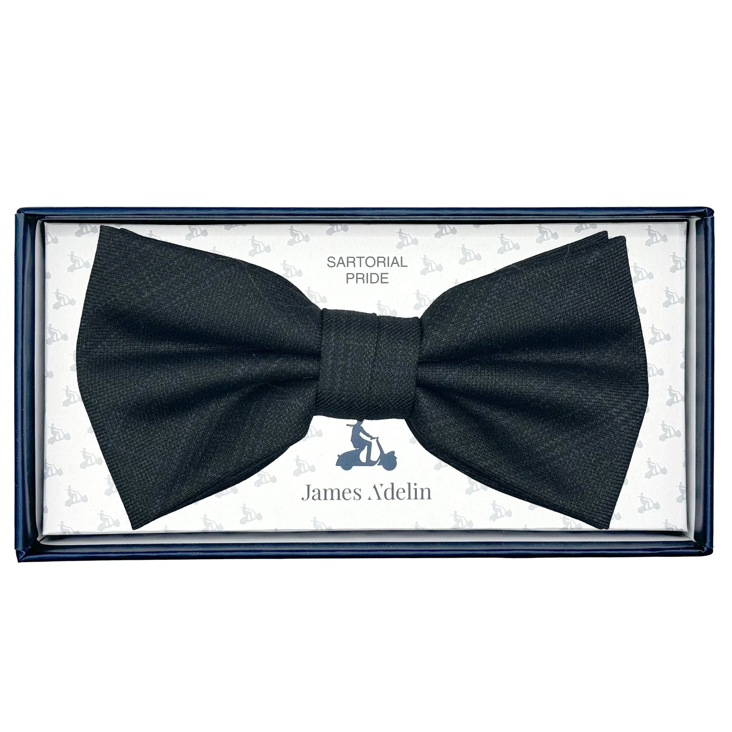 Dark Charcoal Mens Luxury Pure Wool Subtle Check Weave Bow Tie