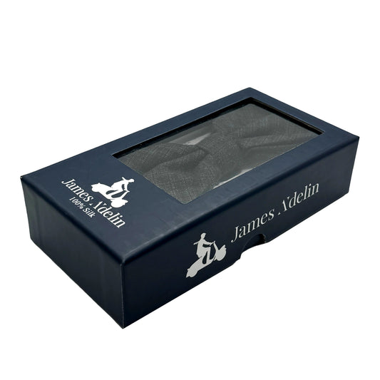 Charcoal Mens Luxury Pure Wool Check Weave Bow Tie