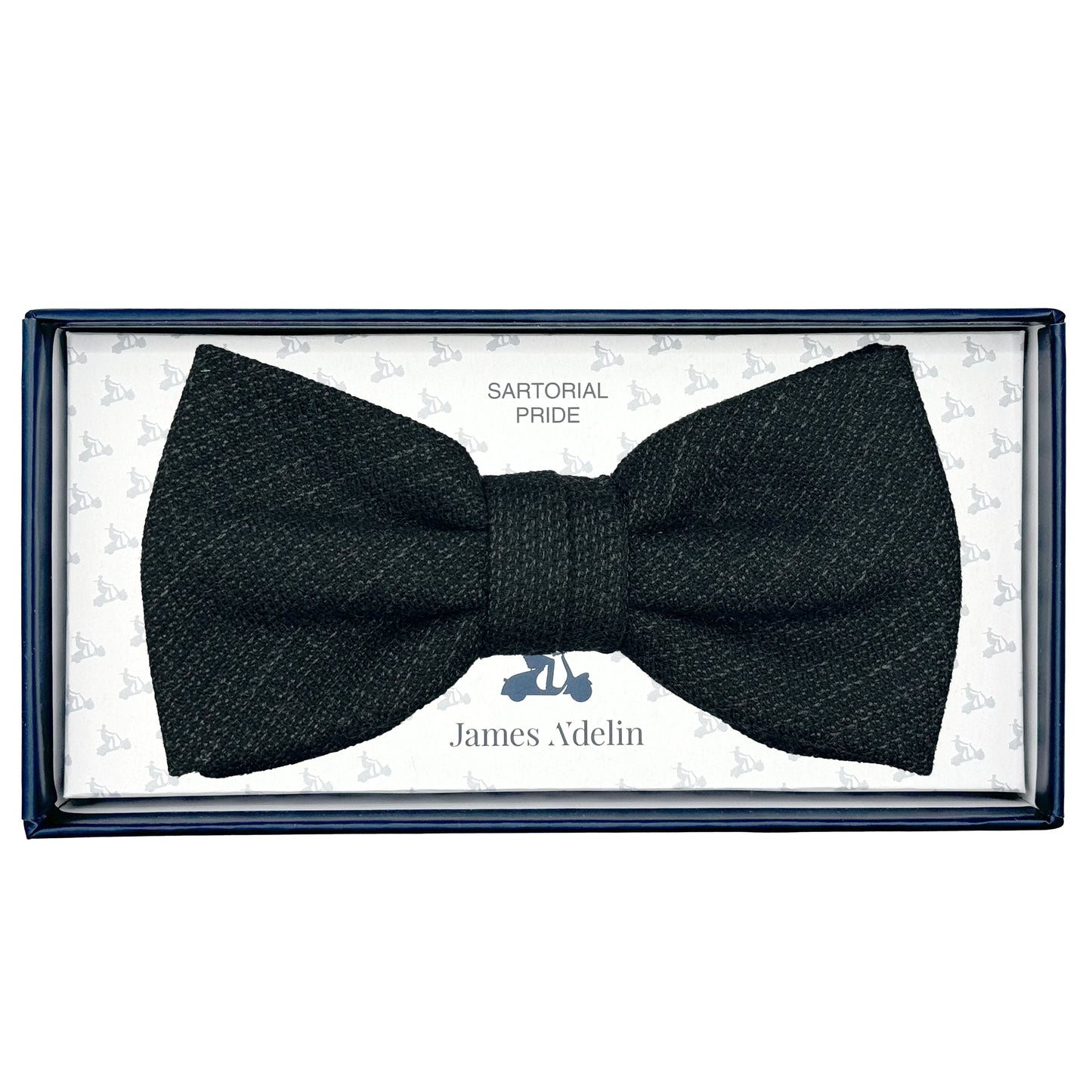 Charcoal Marle Mens Luxury Wool Blend Textured Weave Bow Tie