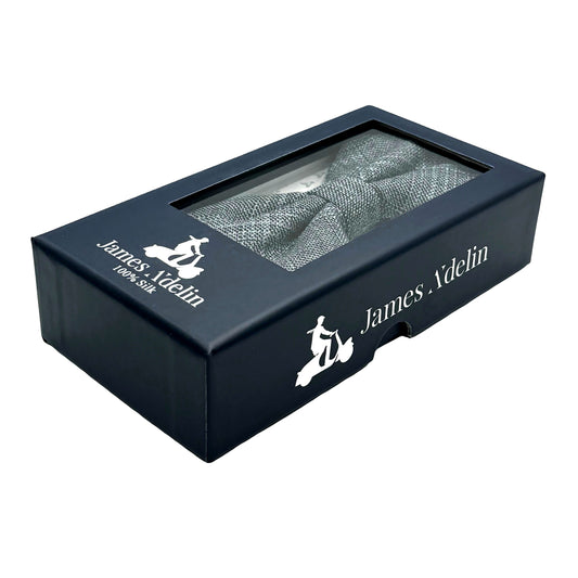 Slate Blue Mens Luxury Wool Blend Textured Check Weave Bow Tie