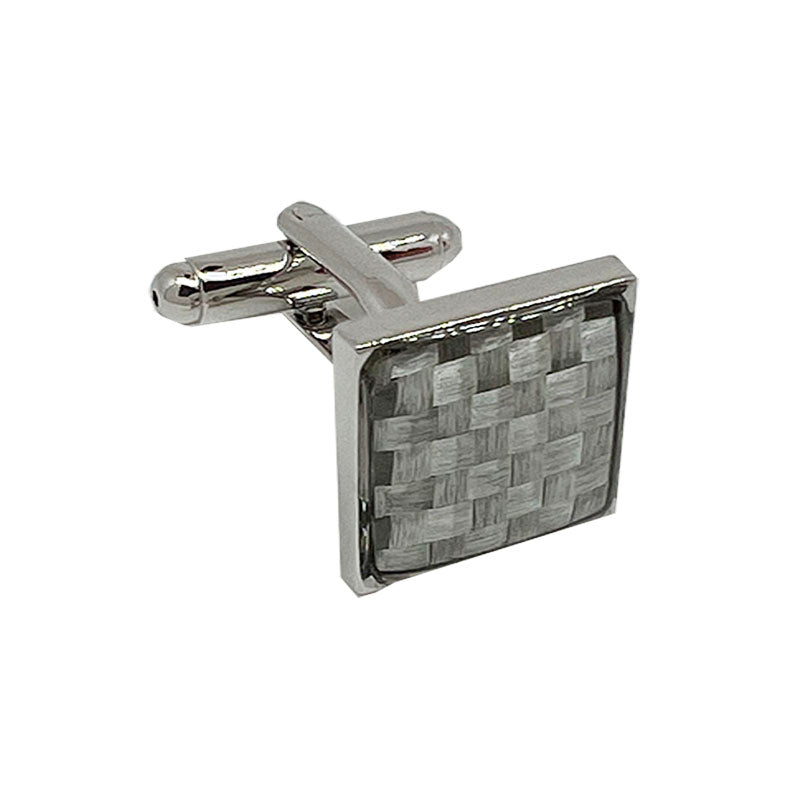 Silver Square Basket Weave Cuff Links