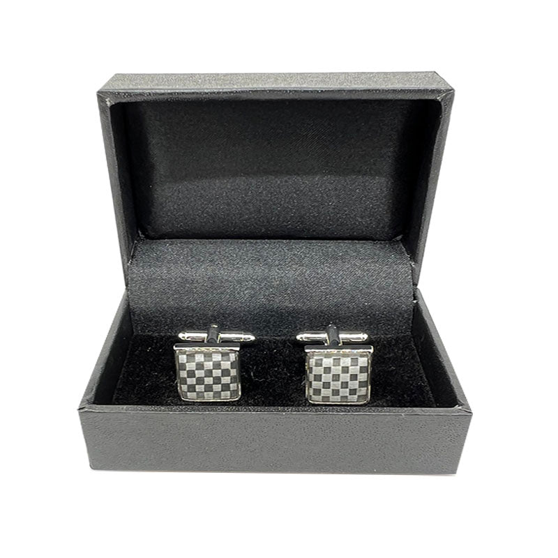 Silver Square Basket Weave Cuff Links
