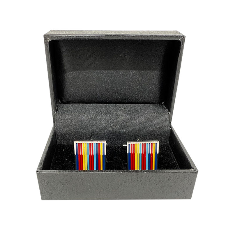 Silver Square Striped Cuff Links
