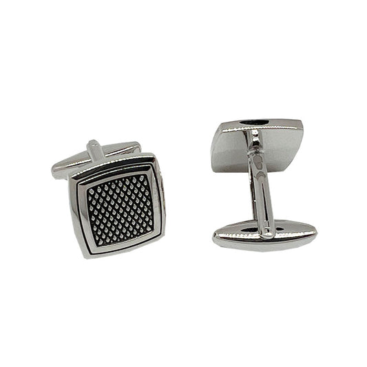 Silver Square Grated Cuff Links