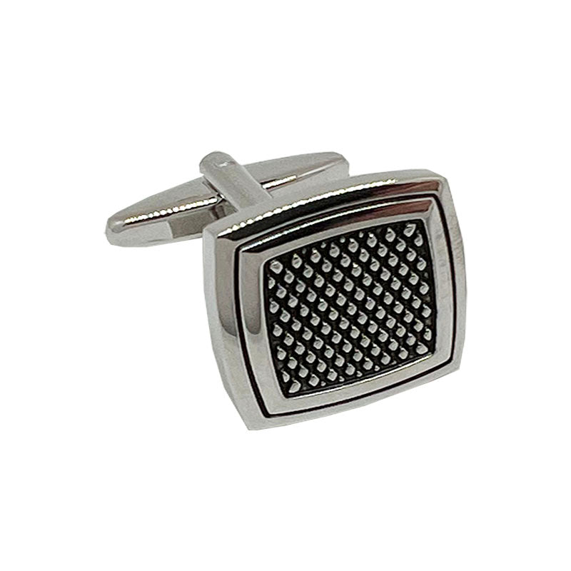 Silver Square Grated Cuff Links