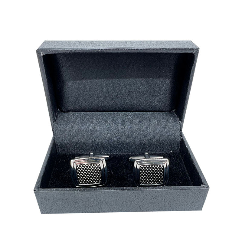 Silver Square Grated Cuff Links