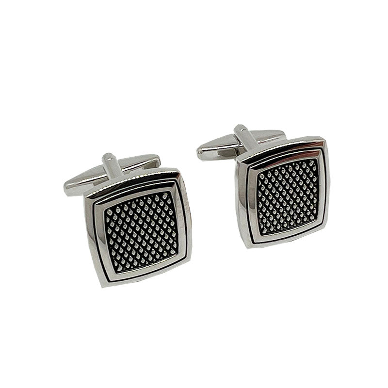 Silver Square Grated Cuff Links
