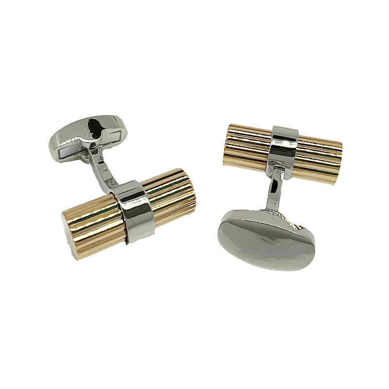 Silver/Gold Barrel Ribbed Cuff Links