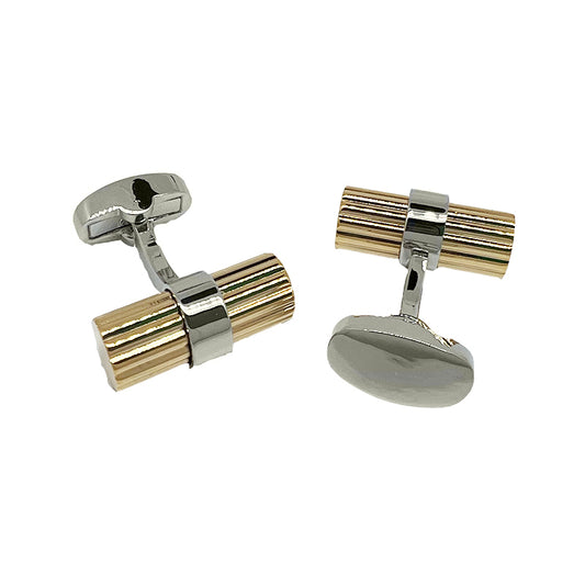 Silver/Gold Barrel Ribbed Cuff Links