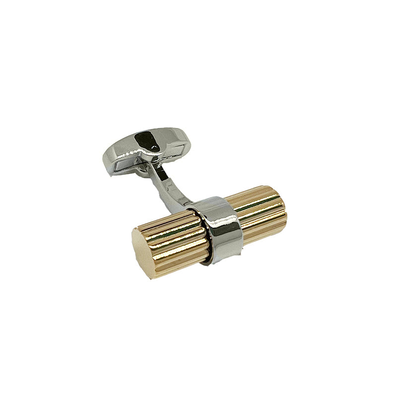 Silver/Gold Barrel Ribbed Cuff Links