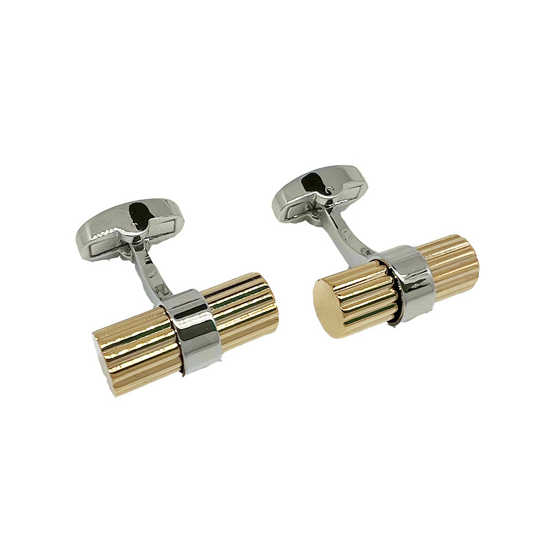 Silver/Gold Barrel Ribbed Cuff Links