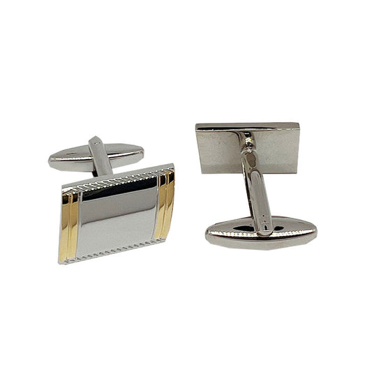 Silver/Gold Striped Rectangle Cuff Links