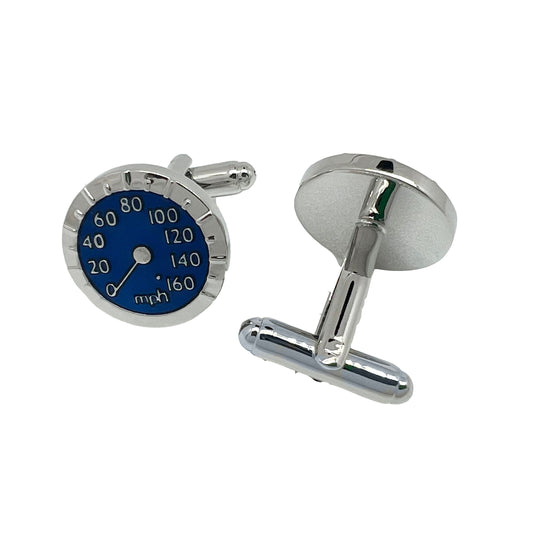 Silver/Blue Watch Circular Cuff Links