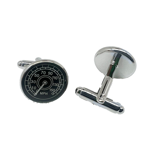 Silver/Black Speedometer Circular Cuff Links