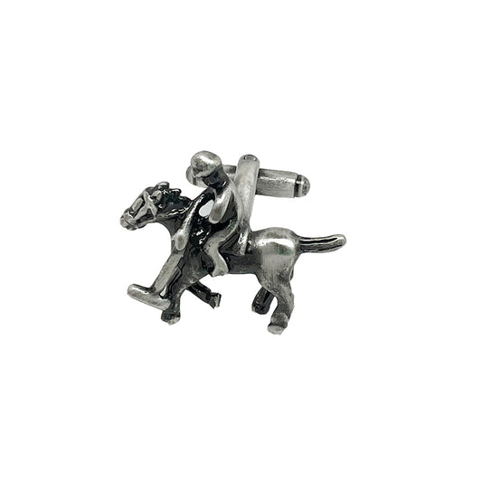 Antique Silver Polo Player Cuff Links