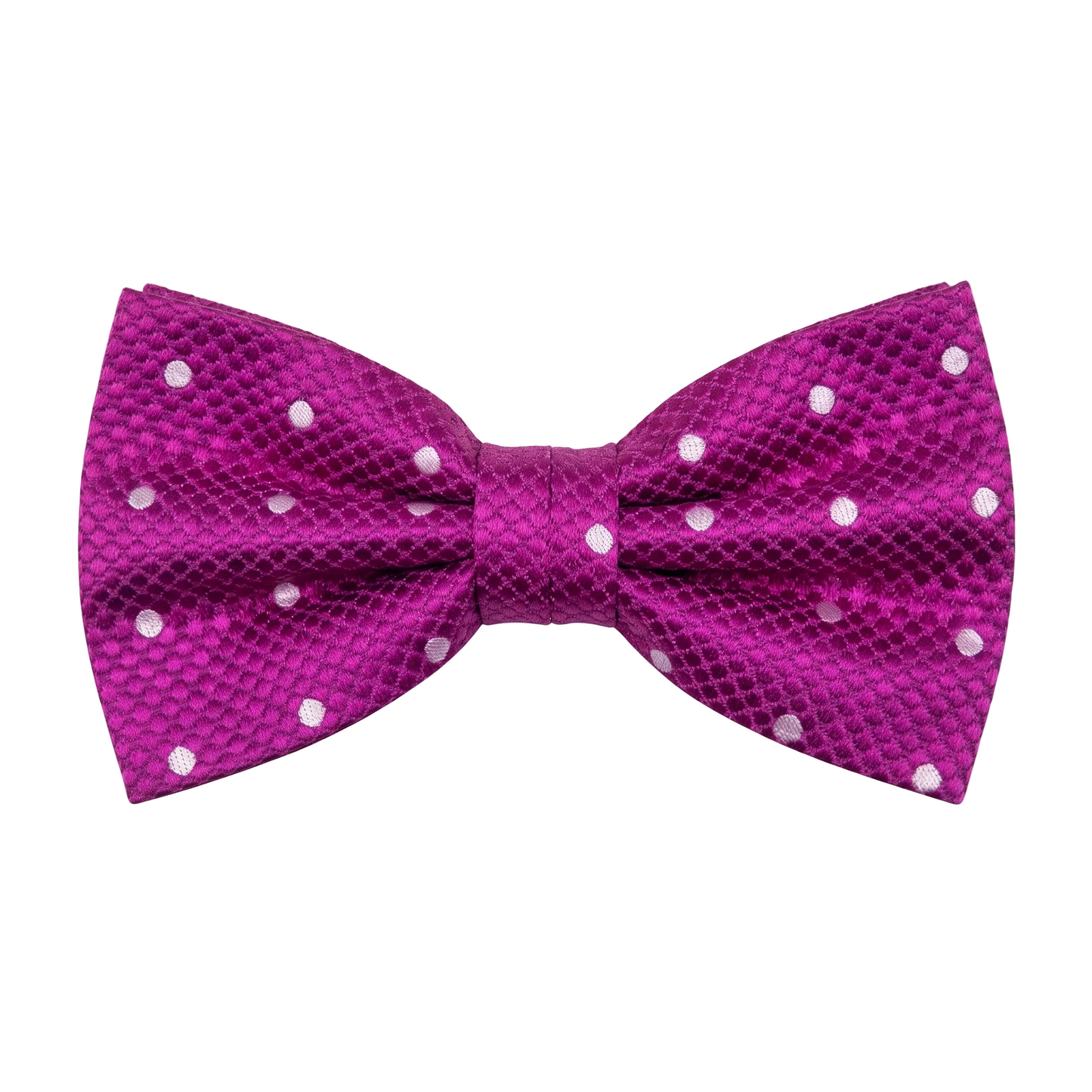 Magenta/White Silk Polka Dot Square Weave Pre Tied Bow Tie