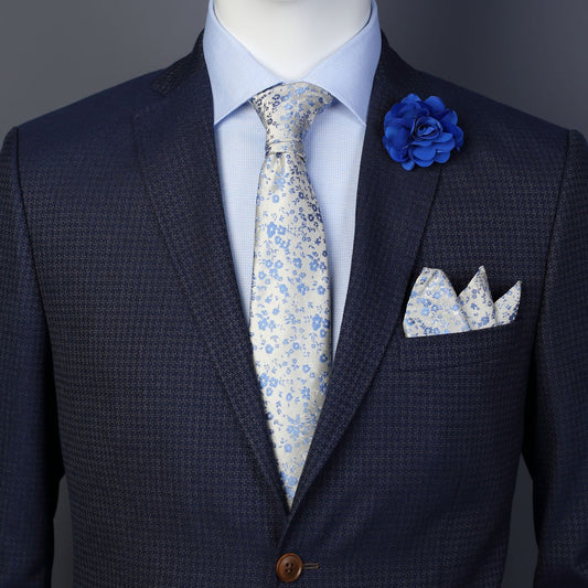 Sky Blue Cotton Rich Textured Weave Slim Fit Long Sleeve Shirt