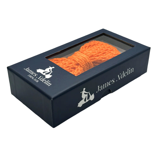 Orange Luxury Mens Italian Textured Cotton Knitted Bow Ties