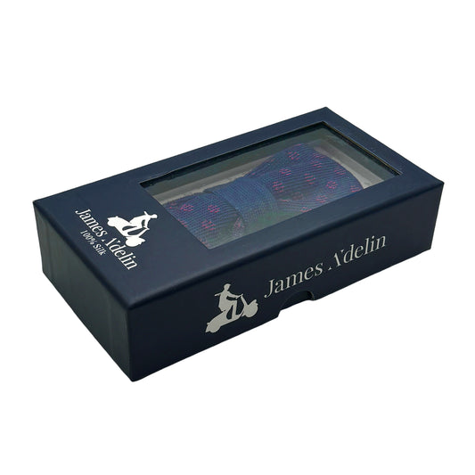 Navy/Magenta Luxury Mens Italian Knitted Cotton Spotted Weave Bow Ties