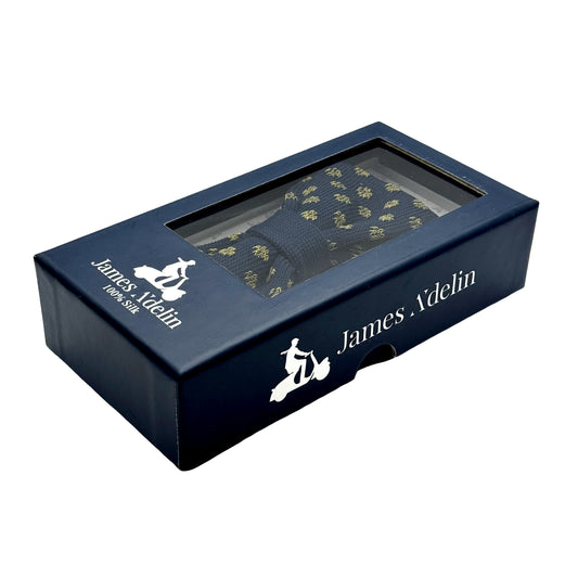 Navy/Gold Luxury Mens Italian Knitted Cotton Spotted Weave Bow Ties