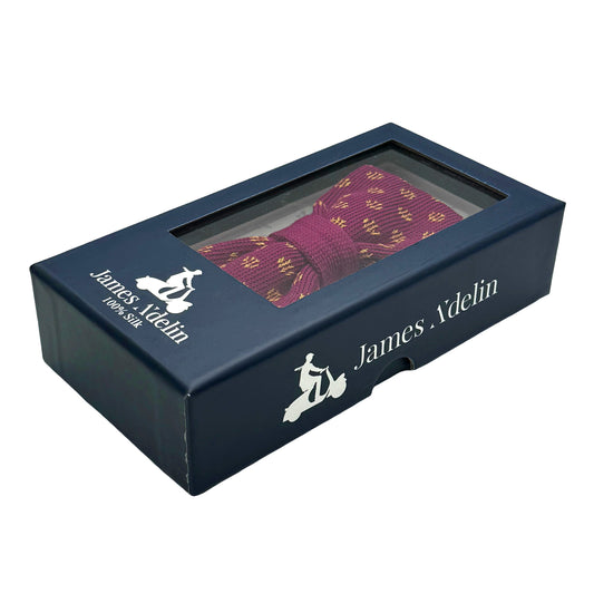 Magenta/Gold Luxury Mens Italian Knitted Cotton Spotted Weave Bow Ties