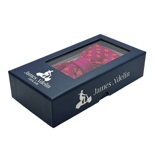 Magenta/Orange Luxury Mens Italian Knitted Cotton Spotted Weave Bow Ties