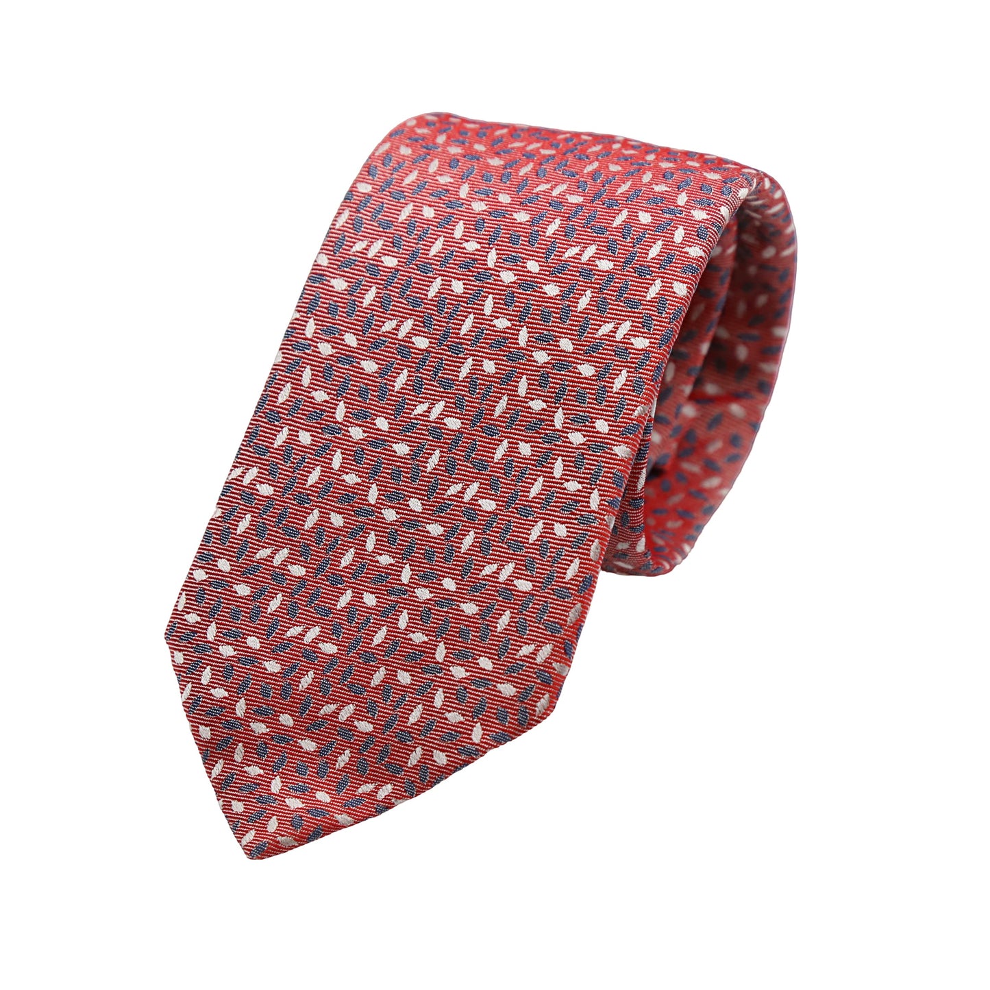 Red Mens Italian Pure Silk Floral Weave Neck Ties