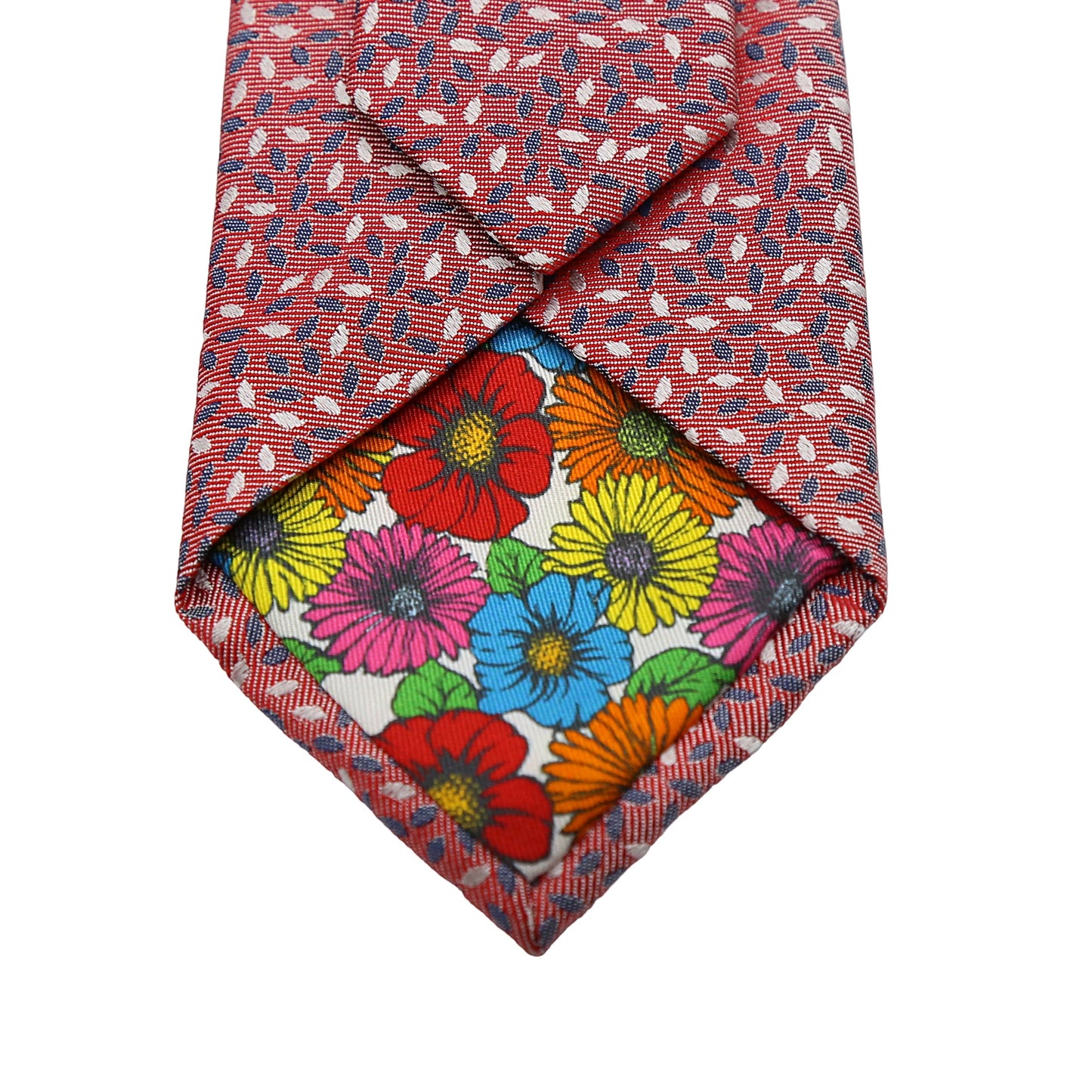 Red Mens Italian Pure Silk Floral Weave Neck Ties