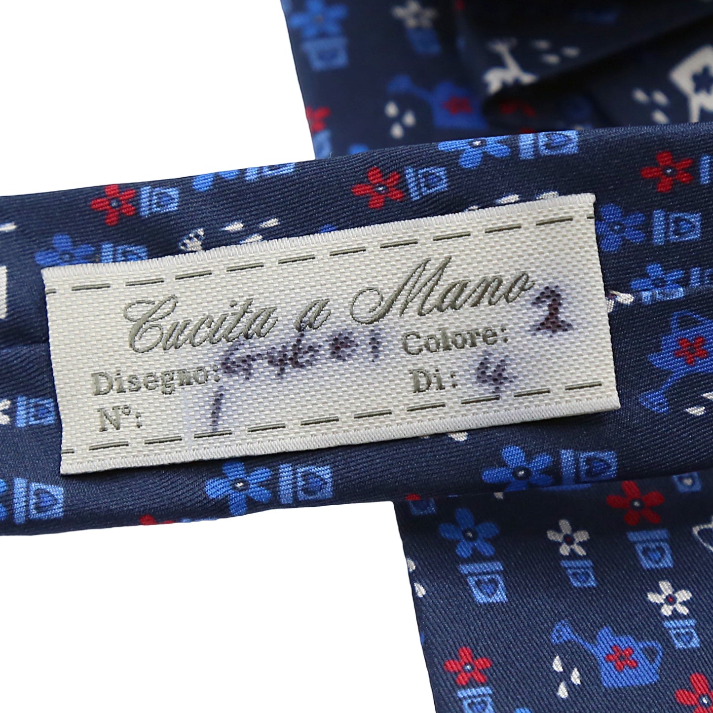 Navy Mens Italian Pure Silk Printed Pots and Plants Neck Ties