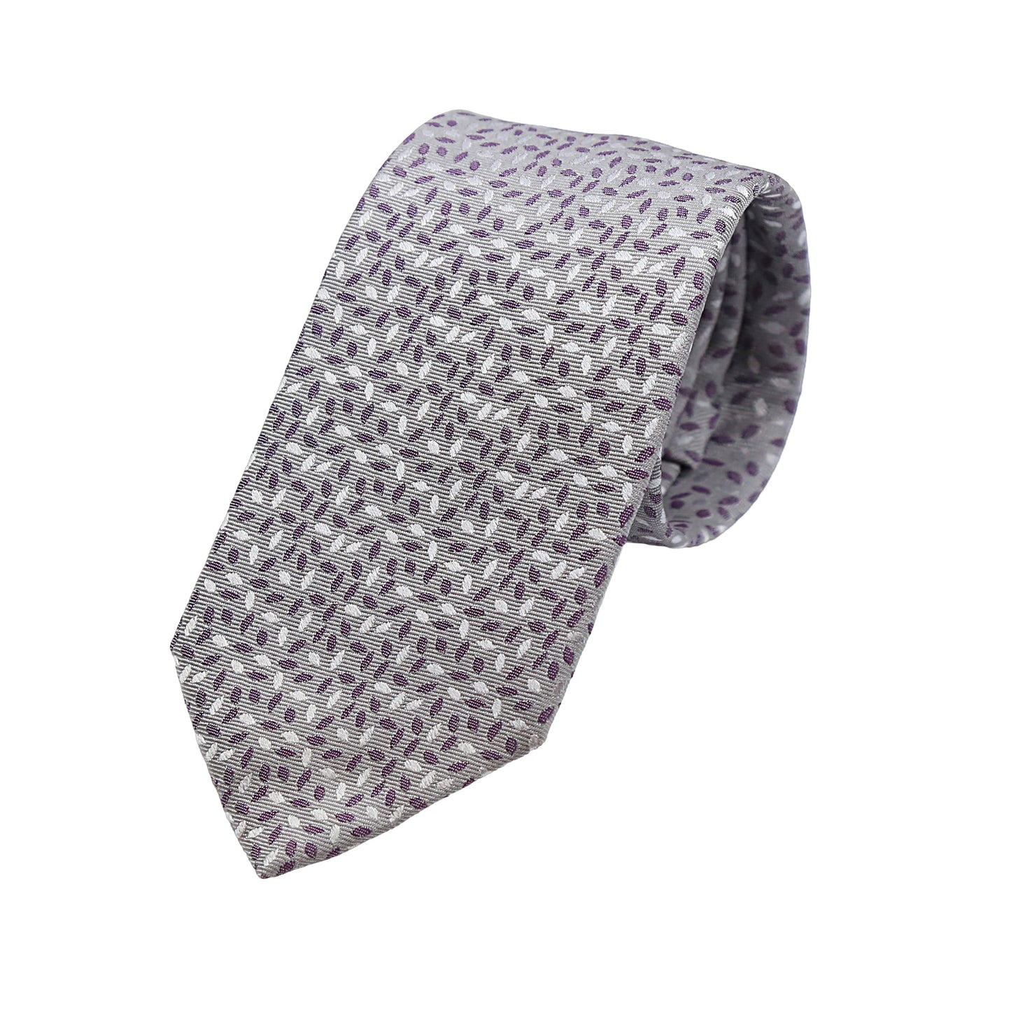 Silver Mens Italian Pure Silk Floral Weave Neck Ties