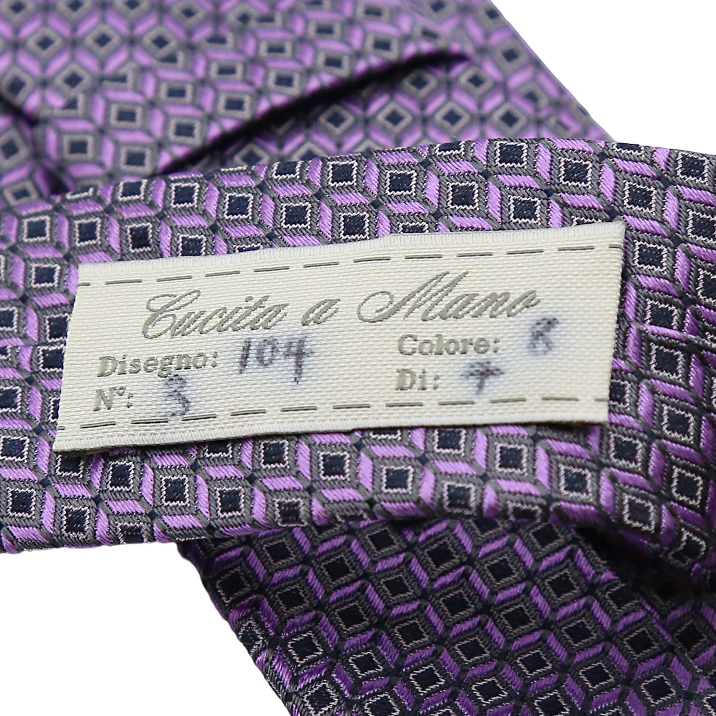 Charcoal/Purple Mens Italian Pure Silk Geometric Neck Ties