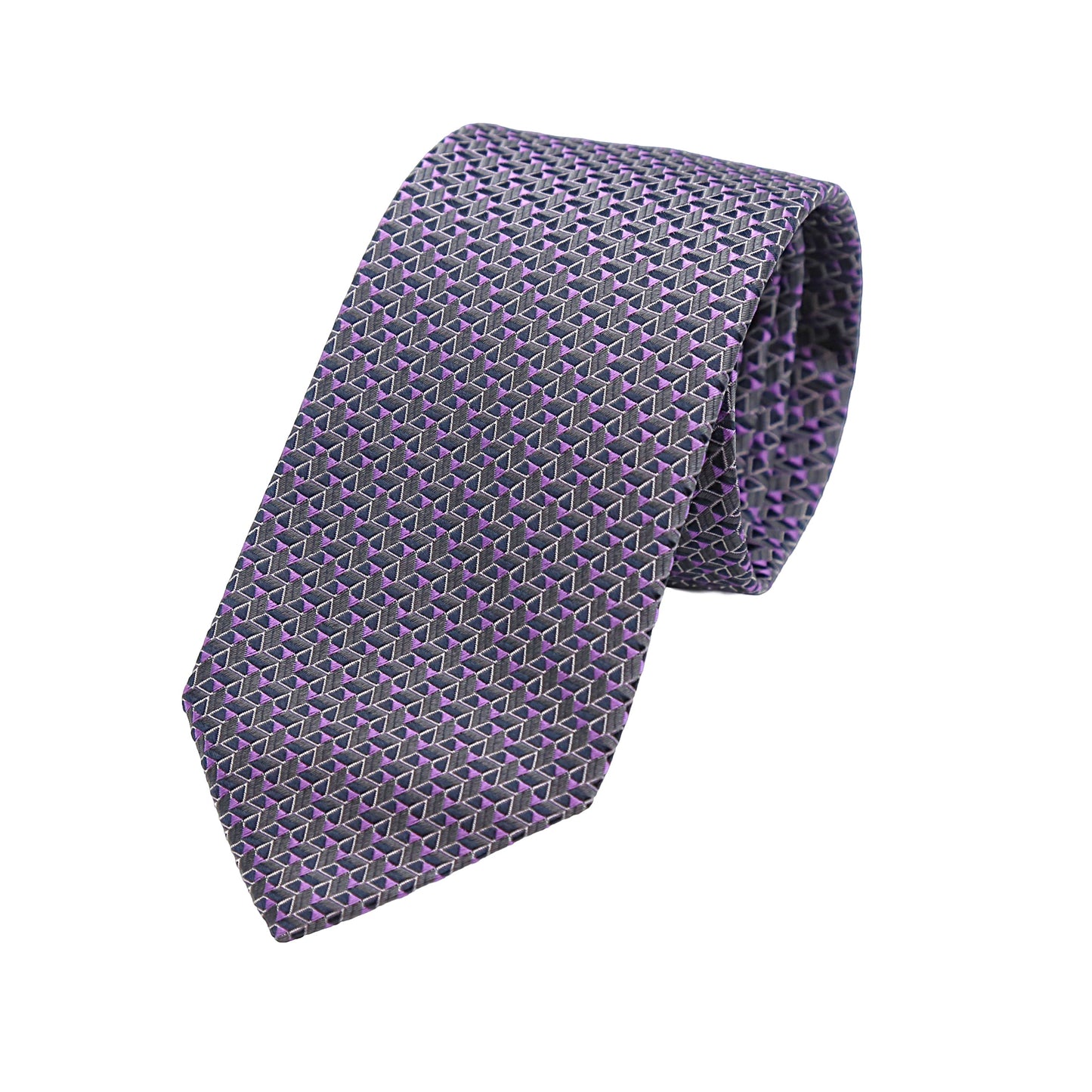 Charcoal Mens Italian Pure Silk Geometric Neck Ties