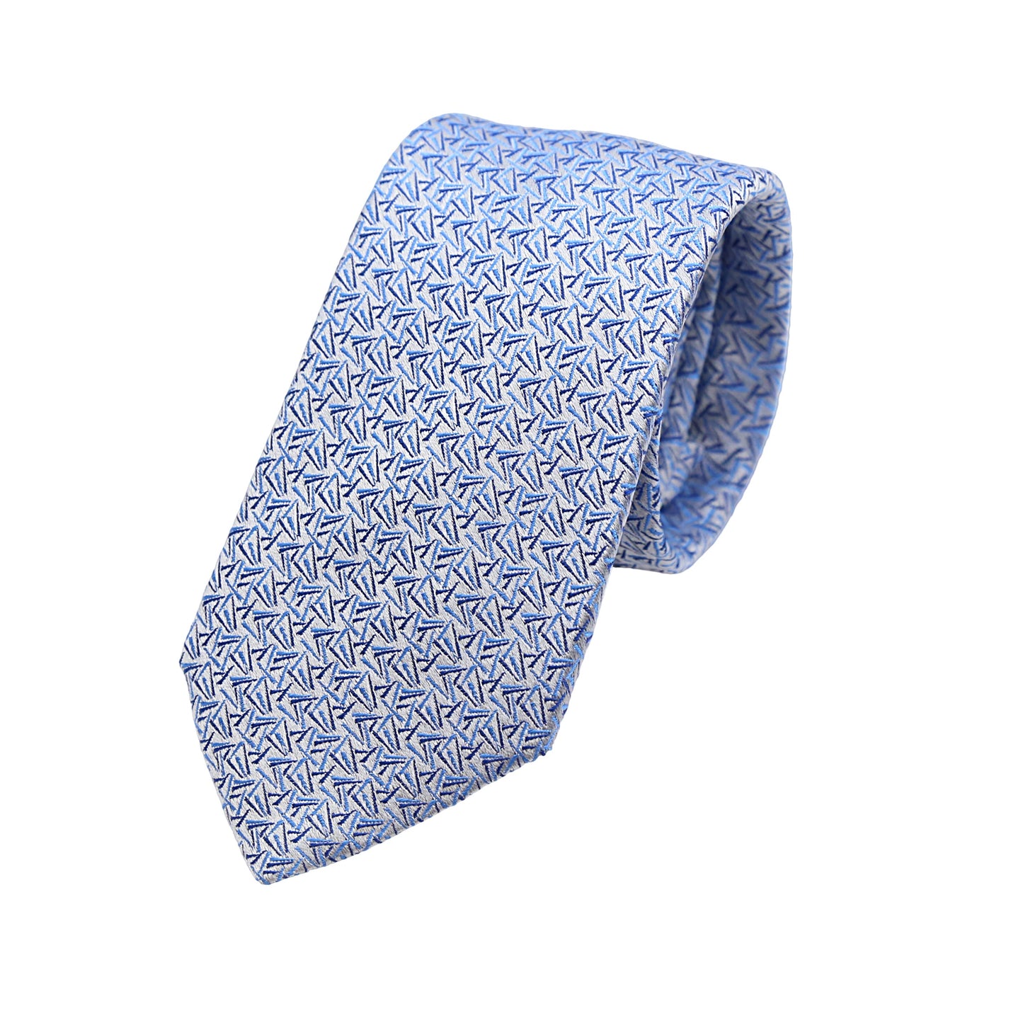 Sky Blue Mens Italian Pure Silk Geometric Neck Ties